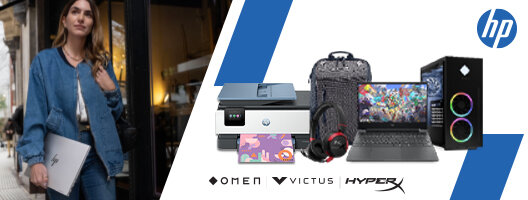 Recebe 100€ de Cashback Na compra de um PC HP, OMEN, ou Victus+ um monitor, impressora ou acessório HP ou HyperX