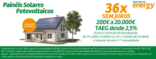 Escolhe o teu Kit Solar Fotovoltaico com 36x Sem Juros. Válido de 01 outubro a 31 dezembro de 2026.