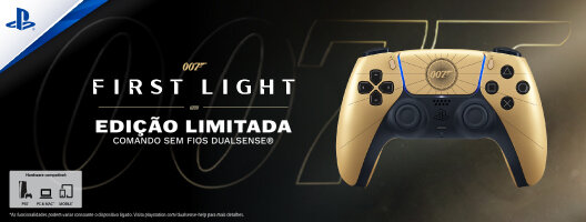 Já Disponível First Light 007 Edição Limitada - Comando sem fios DualSense. Disponível partir de 27 de maio de 2026. Já Disponível First Light 007 Edição Limitada - Comando sem fios DualSense. Disponível partir de 27 de maio de 2026.