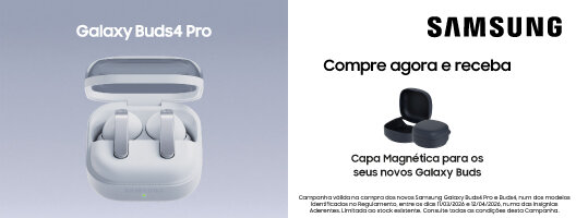 Galaxy Buds4 Pro. Compre agora e receba uma Capa Magnética para os seu novos Galaxy Buds. 11 de março a 12 de abril de 2026.