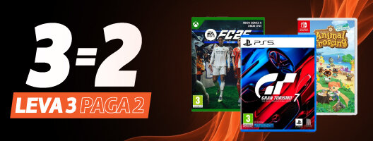 Leva 3 Paga 2 em Todos Jogos. Na compra de 3 jogos O TERCEIRO É GRÁTIS. 20 a 22 de junho de 2026.