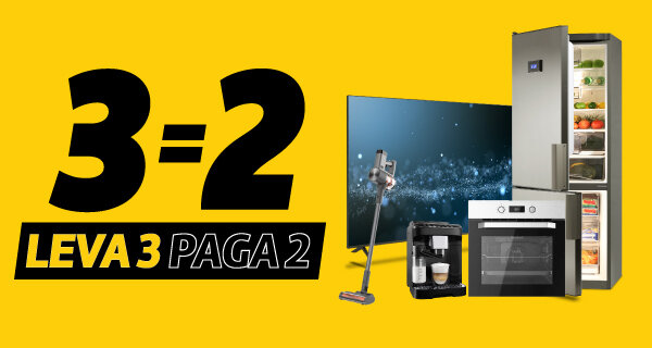 Leva 3 Paga 2 em TV's, Encastre, Pequenos e Grandes Eletrodomésticos. Válido de 14 a 18 maio de 2026.