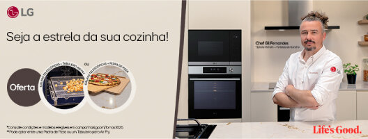 Oferta um par de calhas e um acessório de cozinha na compra de um Forno LG. Válido de 13 outubro a 28 dezembro de 2025.