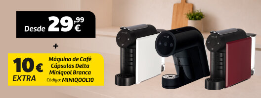 Máquinas de Café Delta desde 29,99€. 10€ Desconto Extra na Máquina Café Delta Miniqool Branca. 22 junho a 06 julho de 2026.