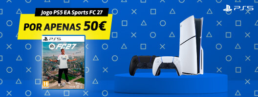 Na compra de Consolas ou Comandos Playstation 5 leva o EA FC 27 por apenas 50€ Na compra de Consolas ou Comandos Playstation 5 leva o EA FC 27 por apenas 50€