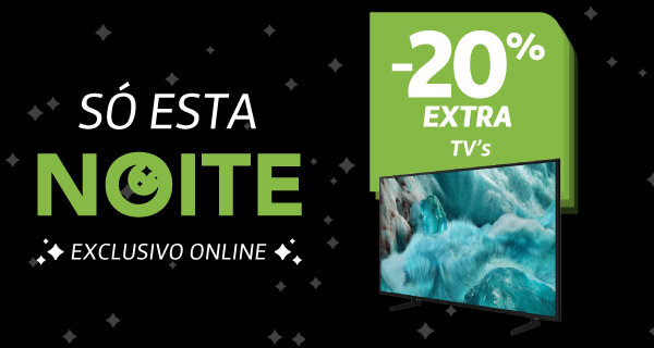 20% Desconto Extra em TV's. Válido 23h de 03 fevereiro às 10h de 04 fevereiro de 2026. 20% Desconto Extra em TV's. Válido 23h de 03 fevereiro às 10h de 04 fevereiro de 2026.