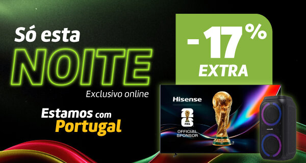 17% Desconto Extra em Áudio, Tvs e Projetores Hisense. Válido das 22h de 16 junho às 10h de 17 junho 2026. 17% Desconto Extra em Áudio, Tvs e Projetores Hisense. Válido das 22h de 16 junho às 10h de 17 junho 2026.