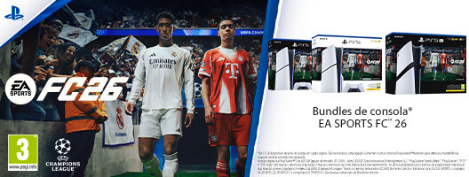 Novos Bundles PS5 EA Sports FC 26. Válido de 22 outubro a 22 novembro de 2025.