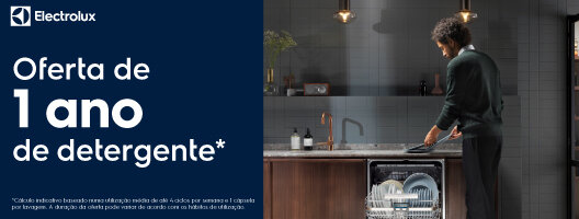 Oferta 1 ano detergente, na compra de uma Máquina de Lavar Loiça Electrolux. 01 maio a 30 de junho de 2026.