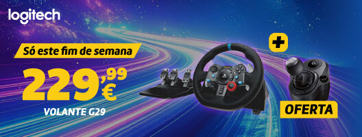 Só este Fim de semana. 229,99€ Volante G29. Na compra do Volante oferta da caixa de velocidades driving force Só este Fim de semana. 229,99€ Volante G29. Na compra do Volante oferta da caixa de velocidades driving force