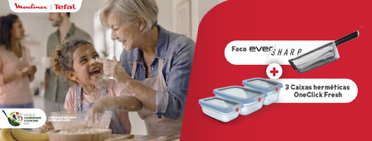 Oferta faca e/ou caixas herméticas. Na compra de produtos Moulinex e/ou Tefal num valor igual ou superior a 50€