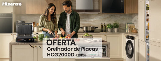 Oferta Grelhador Hisense HCG2000D, na compra de produtos de Encastre Hisense acima de 1000€ por fatura. 07 a 21 outubro 2026