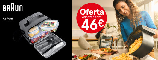 Oferta Saco térmico Tescoma na compra de uma Airfryer Braun. Válido de 15 outubro a 24 dezembro de 2026.