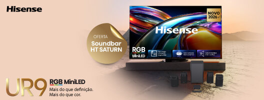 Oferta SoundBar HT Saturn Hisense Na compra de uma TV RGB MiniLED. 13 abril a 10 maio de 2026. Oferta SoundBar HT Saturn Hisense Na compra de uma TV RGB MiniLED. 13 abril a 10 maio de 2026.