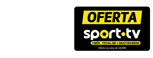 Não vais perder um único jogo. Oferta Sport TV 1 Mês Total HD+Multiscreen. Oferta no valor de 34,99€.