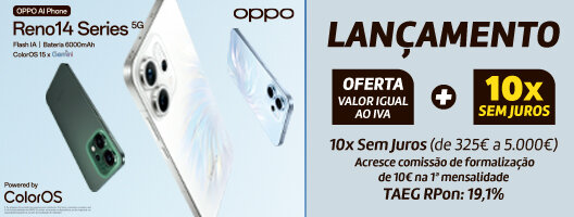Oferta Valor do IVA + 10x Sem Juros OPPO Reno14 Series