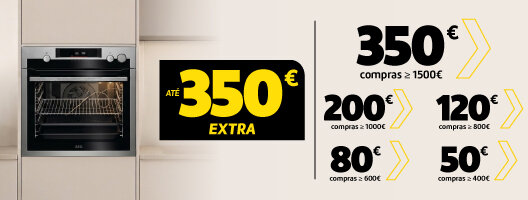 Até 350€ Extra em Todo Encastre AEG. Quanto mais compras, maior o desconto. 07 a 10 de julho de 2026. Até 350€ Extra em Todo Encastre AEG. Quanto mais compras, maior o desconto. 07 a 10 de julho de 2026.