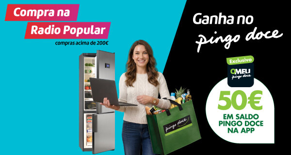 Compra na Radio Popular compras acima de 200€, Ganha no Pingo Doce 50€ em saldo. 11 a 13 abril de 2026.
