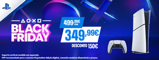 150€ Desconto em Consolas Ps5. Válido de 21 novembro a 18 dezembro de 2025.