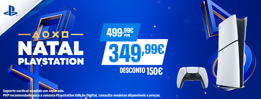 150€ de Desconto em Consolas PS5. Válido de 21 novembro a 18 dezembro de 2025.