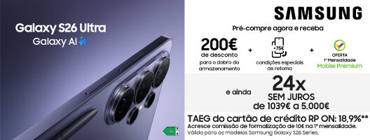 Pré-Venda Galaxy S26 Ultra. Com ofertas especiais. 25 de fevereiro às 18h a 10 de março de 2026.