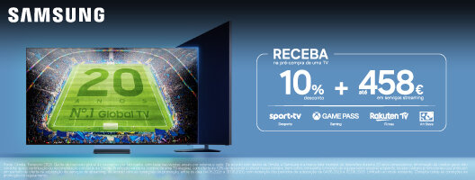 Receba na pré-compra de uma TV ou Coluna Music, 10% Desconto + até 458€ streaming. Válido de 04 a 31 maio de 2026.