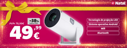 Projetor NK TV340031 a 49,99€ com 38% Desconto Sobre PVPr. Válido 17 a 31 de dezembro de 2025.
