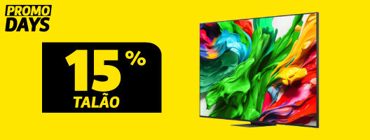 15% em talão em TVs OLED, QLED e MiniLed. Válido de 18 a 20 abril de 2026.