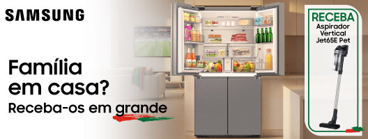 Receba Aspirador Vertical Jet65E Pet com PVPr de 379€ Na compra de um Frigorífico Samsung Selecionado Receba Aspirador Vertical Jet65E Pet com PVPr de 379€ Na compra de um Frigorífico Samsung Selecionado
