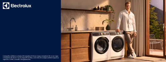 Reembolso de 10% na compra de Máquinas de Roupa Electrolux. Válido de 15 de outubro de 2025 a 15 de janeiro de 2026. Reembolso de 10% na compra de Máquinas de Roupa Electrolux. Válido de 15 de outubro de 2025 a 15 de janeiro de 2026.