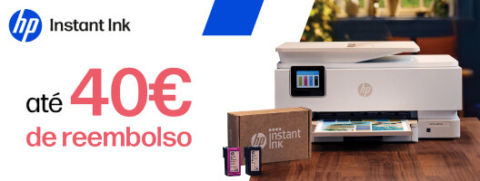 Até 40€ de Reembolso na compra de uma Impressora HP DeskJet, HP ENVY ou HP OfficeJet. Válido de 15 agosto a 31 outubro 2026.