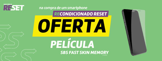 Oferta de uma pelicula de gel na compra de um Smartphone Recondicionado Reset. Válido de 20 a 31 janeiro de 2026.