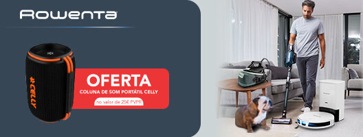 Oferta Coluna de Som Portátil Celly, na compra de um Aspirador ou sistema de engomar. Válido de 15 setembro a 31 outubro 2025