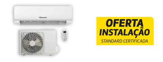 Oferta Instalação Standard Certificada na compra de Ar Condicionados Hisense. 10 a 25 de março de 2026.