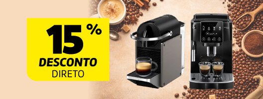 15% Desconto Direto em Café, na compra de uma Máquina de Café. 07 a 21 de abril de 2026.