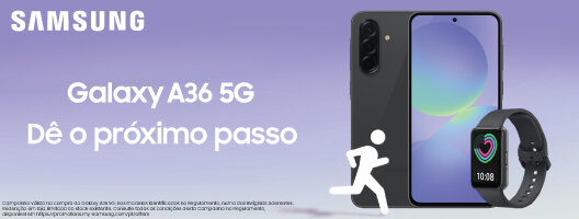 Recebe um Galaxy Fit3 na compra de um Smartphone Galaxy A36 5G. Válido de 09 a 22 fevereiro de 2026.