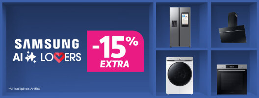 Samsung AI Lovers. 15% Desconto Extra em Todos Grandes Eletrodomésticos Samsung. 15 a 27 de abril de 2026. Samsung AI Lovers. 15% Desconto Extra em Todos Grandes Eletrodomésticos Samsung. 15 a 27 de abril de 2026.