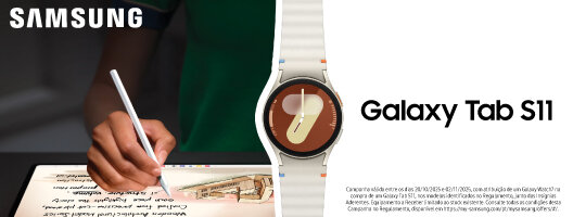 Receba um Galaxy Watch7 na compra de um Galaxy Tab S11. Válido 20 outubro a 02 novembro de 2025.