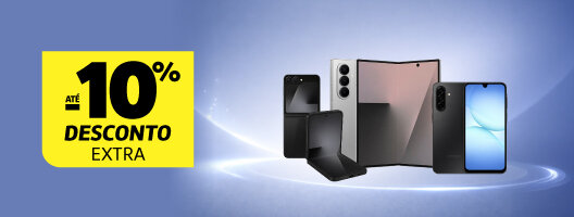 Até 10% Desconto Extra em Smartphones Samsung Galaxy. Válido de 02 a 05 abril de 2026.