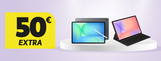 50€ Desconto Extra em Tablets Samsung. Válido de 26 a 31 agosto de 2026.