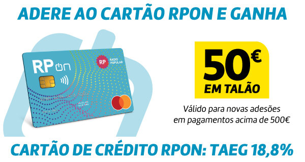 Adere ao Cartão RPOn e ganha 50€ em Talão. Válido para novas adesões em pagamentos acima de 500€. 04 a 06 de novembro de 2025 Adere ao Cartão RPOn e ganha 50€ em Talão. Válido para novas adesões em pagamentos acima de 500€. 04 a 06 de novembro de 2025