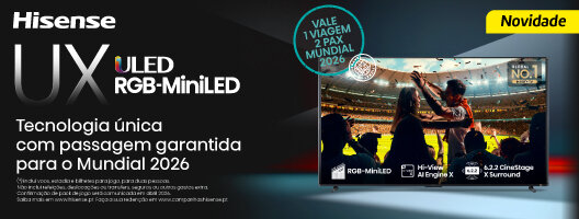 Receba uma viagem para assistir a um jogo do Mundial 2026 na compra de uma TV Hisense 116UX. 09 setembro a 09 novembro 2025