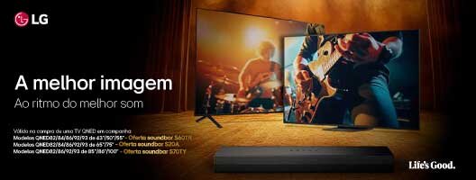 Oferta Soundbar na compra de uma TV LG QNED. Válido de 06 a 26 de outubro de 2025.