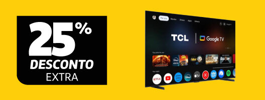 25% Desconto Extra em TV's TCL 85'' e 98''. Válido 23 a 26 de janeiro de 2026