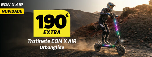 190€ Desconto Extra na Trotinete Urbanglide EON X AIR. Válido de 01 a 15 julho de 2026. 190€ Desconto Extra na Trotinete Urbanglide EON X AIR. Válido de 01 a 15 julho de 2026.