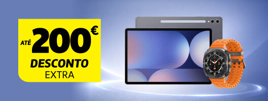 Até 200€ Desconto Extra em Tablets e Smartwatches Samsung. Válido de 02 a 08 março de 2026.
