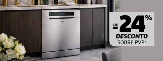 Até 24% Desconto Sobre PVPr em Máquinas Lavar Louça Candy. Válido de 10 a 15 março de 2026.