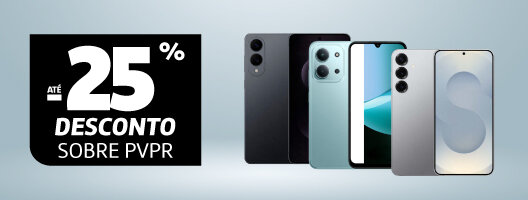 Até 25% Desconto Sobre PVPr em Smartphones Samsung, Oppo, Xiaomi e TCL. Válido de 08 a 14 abril de 2026.