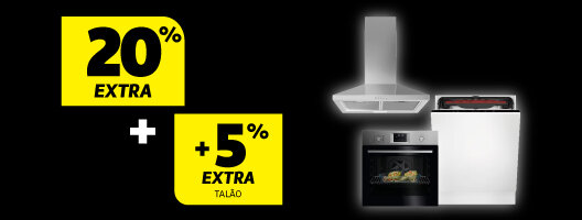 20% Desconto Extra + 5% Extra em Talão em Encastre. 24 a 28 setembro 2026. 20% Desconto Extra + 5% Extra em Talão em Encastre. 24 a 28 setembro 2026.