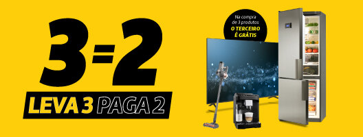3=2 Leva 3 Paga 2 em Eletrodomésticos e TV's. 23 a 29 de setembro de 2026. 3=2 Leva 3 Paga 2 em Eletrodomésticos e TV's. 23 a 29 de setembro de 2026.